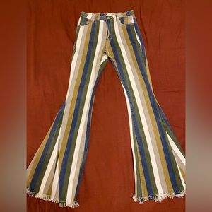 NWOT Altar'd State Electra Bells Bell Bottom Striped Jeans